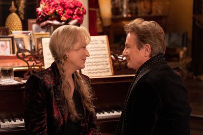 Meryl Streep and Martin Short in the first episode of season three of ‘Only Murders in the Building.’