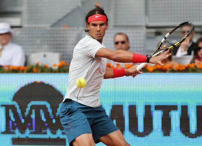 Rafael Nadal returns during his match against Beno&icirc;t Paire on Wednesday. 