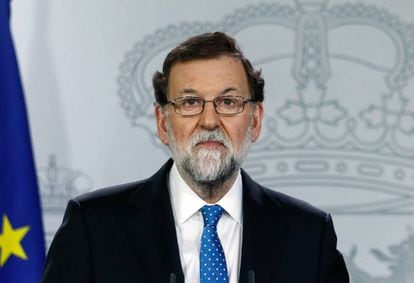 Mariano Rajoy during a press conference in La Moncloa.