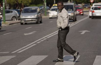 Albert Yaka on the way to his office in Seville.
