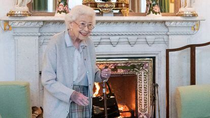 Queen Elizabeth II at Balmoral Castle on Tuesday.