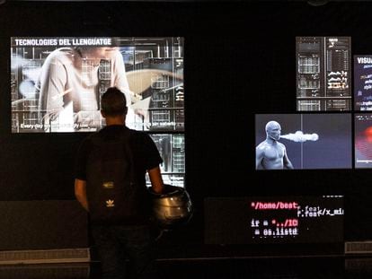 A visitor looks at an artificial intelligence exhibit at the Center for Contemporary Culture in Barcelona last October.
