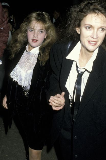 Drew Barrymore and her mother Jaid Barrymore in Los Angeles in the 1980s.