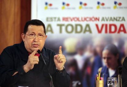 President Ch&aacute;vez announces a campaign to curb violence in Venezuela last June.