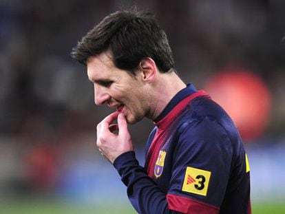 Leo Messi reacts after Bar&ccedil;a loses to Real Madrid in the King&#039;s Cup earlier this year. 