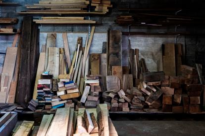  The wood is stored in the co-op’s workshop.
