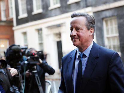 David Cameron returns to Downing Street as the new foreign secretary last Tuesday.