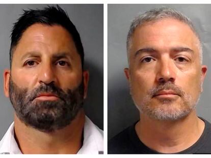 This combination of photos provided by the U.S. Attorney's Office in the Southern District of New York on Oct. 26, 2023, shows John Costanzo Jr., left, and Manny Recio.