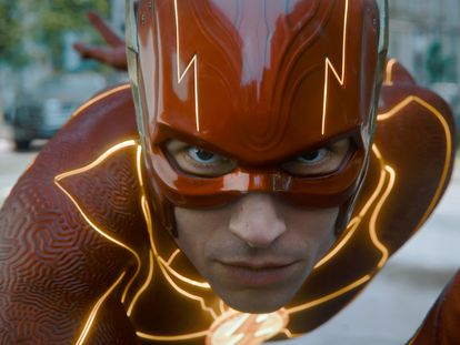 This image released by Warner Bros. Pictures shows Ezra Miller in a scene from "The Flash."