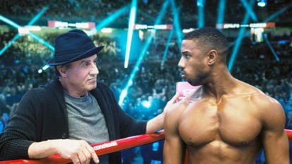 Sylvester Stallone and Michael B. Jordan, in 'Creed II'.