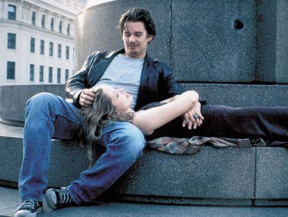 Ethan Hawke and Julie Delpy in 'Before Sunrise' (1995), directed by Richard Linklater.