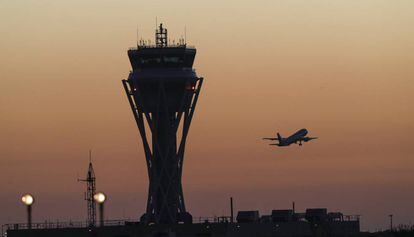 Aiport control tower in Barcelona.