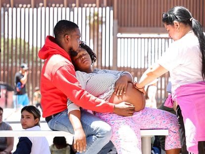 A pregnant Haitian migrant at the US-Mexico border on May 21.