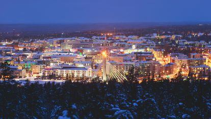 Night view of Rovaniemi in the winter.