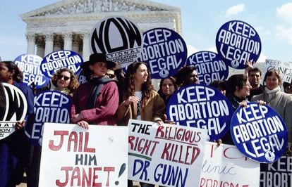 Protesters outside the US Supreme Court after the death of David Gunn. 