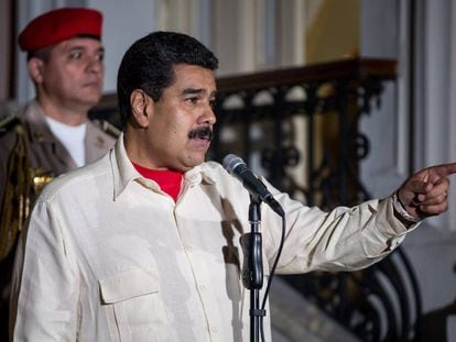 President Maduro speaking after the first day of talks on Sunday.