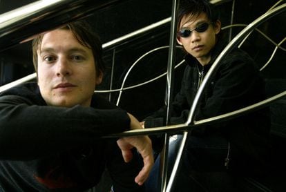 Screenwriter Leigh Whannell and director James Wan pose in 2004, at the height of the 'Saw' craze. 