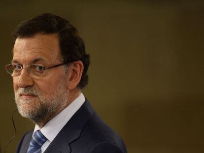 Rajoy during the press conference with his Romanian counterpart Victor Ponta at La Moncloa palace in Madrid on Monday.