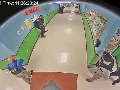 Footage captured by security cameras at the elementary school on May 24.