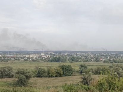 Artillery seen from Kupiansk (Ukraine).