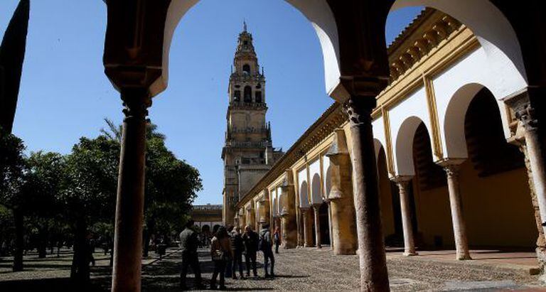 Tourists visiting the Mosque-Cathedral of Córdoba.