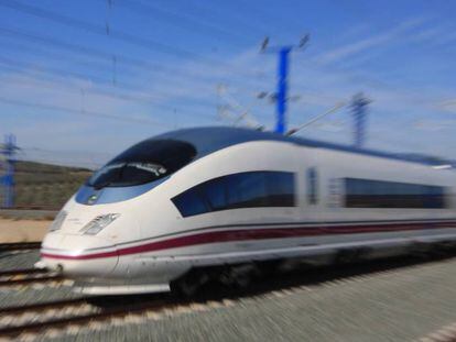 An AVE high-speed train near Antequera, in Málaga province.