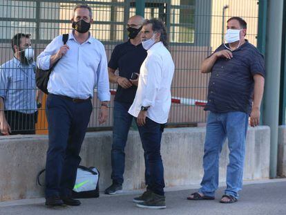 Joaquim Forn, Raül Romeva, Jordi Cuixart and Oriol Junqueras pictured in July, after their more flexible prison regime was revoked.
