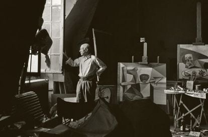 Pablo Picasso pictured in 1948 in his Paris studio, the future of which is now under threat. 