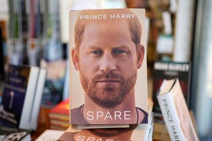 Copies of the new book by Prince Harry called 'Spare' are displayed at Sherman's book store in Freeport, Maine, Tuesday, Jan. 10, 2023.