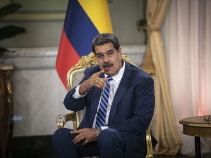 Venezuelan President Nicolás Maduro during a press conference in Miraflores Palace; August 16, 2023.