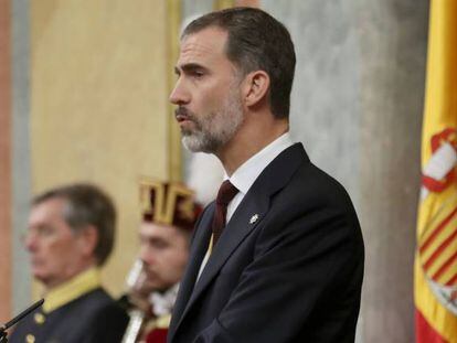 King Felipe VI of Spain addressing Congress on Thursday.