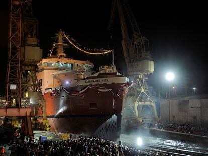 The Chilean Navy’s new icebreaker Almirante Viel, the largest in South America, is launched in Talcahuano, Chile, on December 22, 2022.