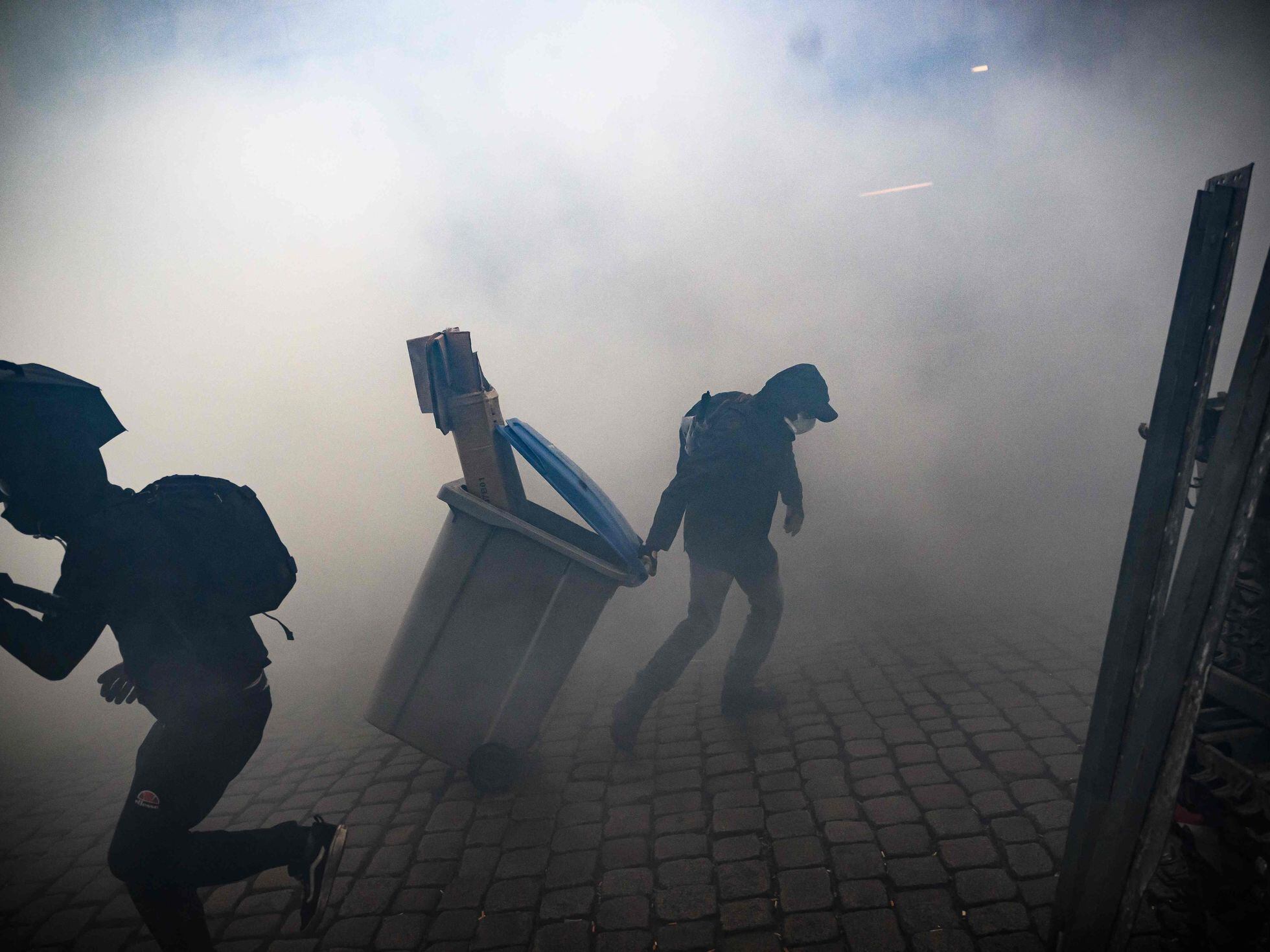 French demonstrators protest in front of the headquarters of LVMH