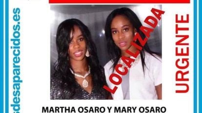 Photo of the twin sisters shared by missing persons network SOS Desaparecidos.