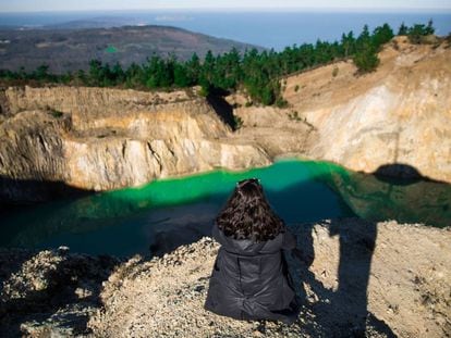 A pool containing mining residue at Monte Neme in Galicia.