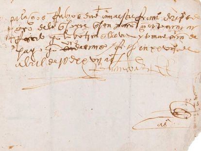 Front part of the Hernán Cortés manuscript that was stolen from the Archivo General de la Nación.