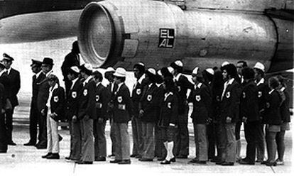 The Israeli delegation to the Munich Olympics, upon returning to their country.