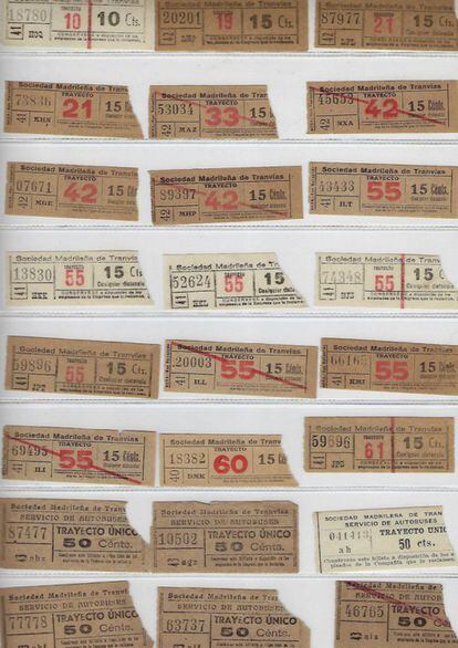 Old tram tickets from Madrid.