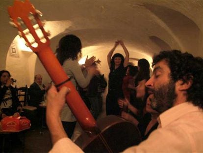 A night of music and dancing in the basement of Bar Candela, in Madrid.
