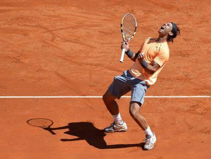 Rafael Nadal celebrates his win at Monte Carlo on Sunday.