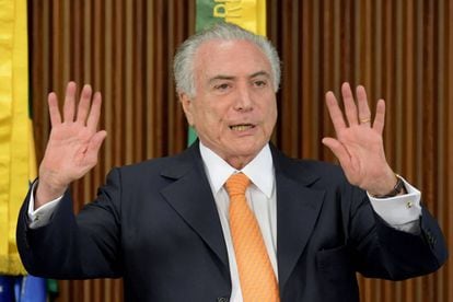 President Michel Temer announces the privatization plan on Tuesday.