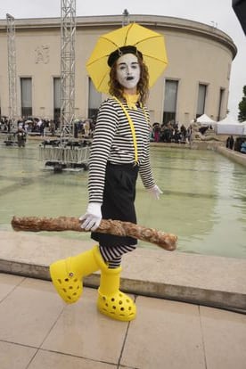 Tommy Cash dressed as Marcel Marceau during a runway show hosted by his artistic godfather, Rick Owens, this June during Paris Fashion Week.