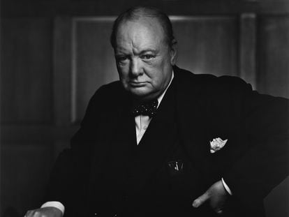 The Winston Churchill portrait that was stolen from a hotel in Canada.