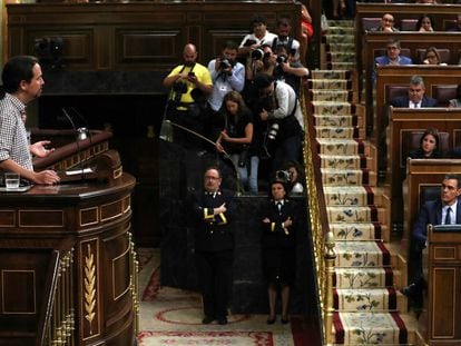 Pablo Iglesias addressing Congress on Thursday.
