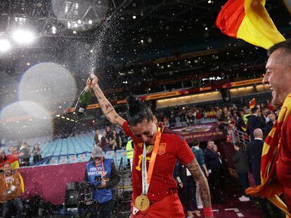 Jennifer Hermoso celebrating Spain's victory the World Cup.