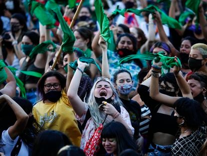 A protest in support of legalizing abortion in Argentina.