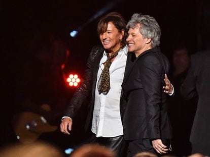 Jon Bon Jovi and Richie Sambora, at the 33rd annual Rock & Roll Hall of Fame ceremony, in Cleveland, Ohio, on April 14, 2018.