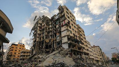 A building destroyed by Israeli bombings on Gaza.