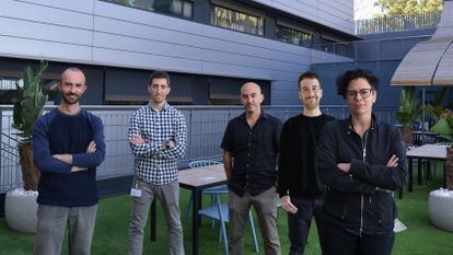 The BoostDM research team (l-r): Ferran Muiños, Francisco Martinez-Jimenez, Abel González-Pérez, Oriol Pich and Núria López-Bigas.