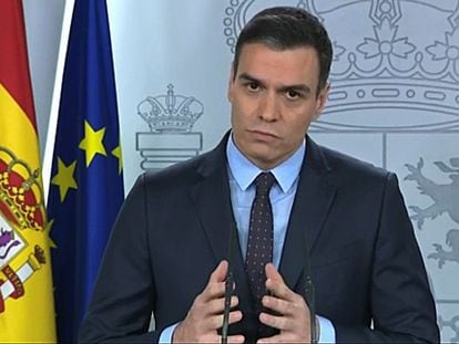 Spanish Prime Minister Pedro Sánchez makes a public address to the nation.